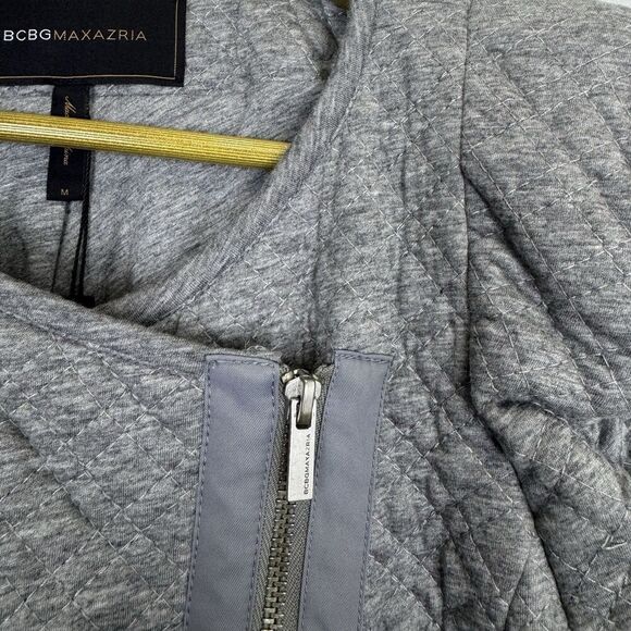 BCBG Maxazria Womens Crop Quilted Moto Jacket Size M Gray Flynn Biker Grunge Y2K - Picture 6 of 11